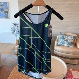 Navy and Lime Women's Tank Top
